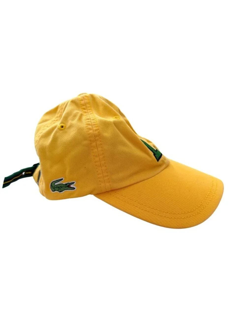 Lacoste Yellow Adjustable Strapback Hat With Green 